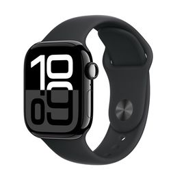 Apple Watch Series 10 GPS 42mm Jet Black Aluminium Case with Black Sport Band - M/L