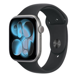 Apple Watch Series 11 GPS + Cellular 46mm Space Grey Aluminium Case with Black Sport Band - M/L
