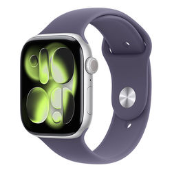 Apple Watch Series 11 GPS + Cellular 46mm Silver Aluminium Case with Purple Fog Sport Band - M/L